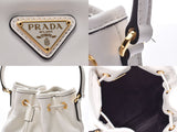 Prada 2WAY pail bag white GP metal fittings 1BH038 Lady's calf PRADA guarantee strap used silver storehouse