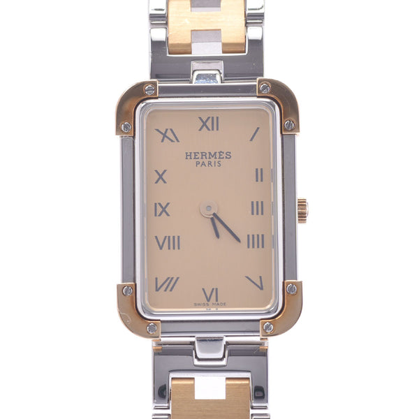 HERMES Hermes croas Jules CR1. 220 ladies SS/GP watch quartz watch dial champagne AB ranked second-hand silver