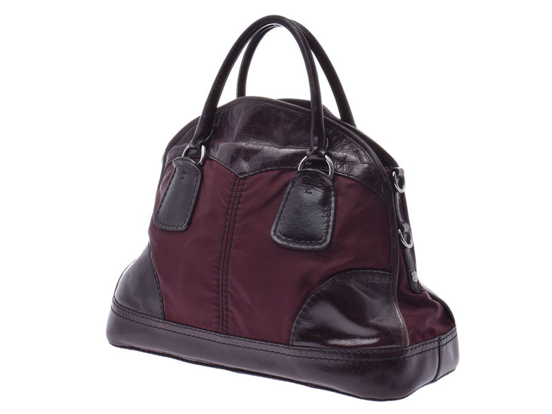 Prada 2WAY handbag Bordeaux BL0688 Womens nylon / leather B-rank PRADA galas strap used silver stock