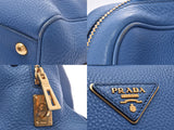 Used goods silver storehouse with Prada 2WAY handbag cobalt GP metal fittings BL0867 Lady's leather B rank PRADA guarantee strap