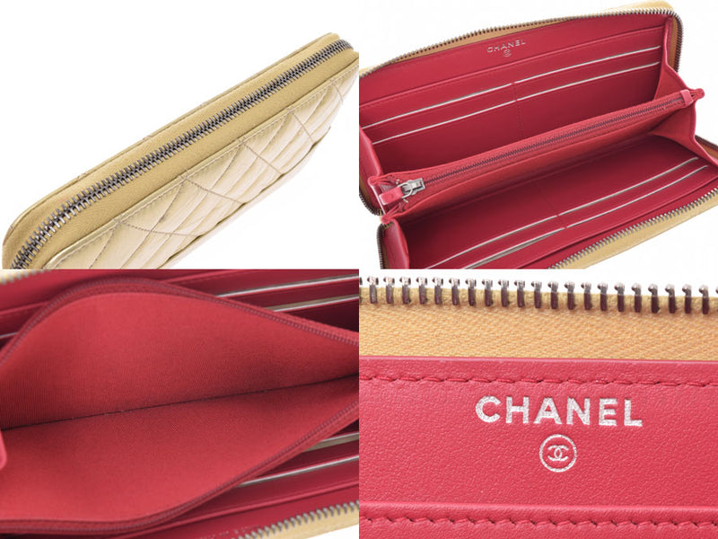 Mr. CHANEL Chanel, Round Fasner, wallet, wallet, gold, wallet, long wallet, new, used silver razor.
