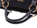 Black silver hardware ladies Prada 2WAY handbags ladies nylon / Nappa B rank Prada strap