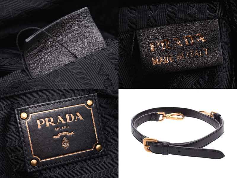 プラダ 2WAYハンドバッグ 黒 GP金具 レディース ナイロン/ナッパ Bランク PRADA ストラップ付 中古 銀蔵