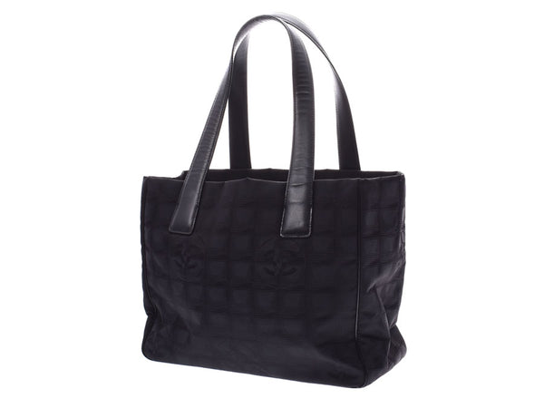 Chanel New Travel Line Tote PM Black Ladies Nylon Tote Bag Handbag AB Rank CHANEL Used Ginzo