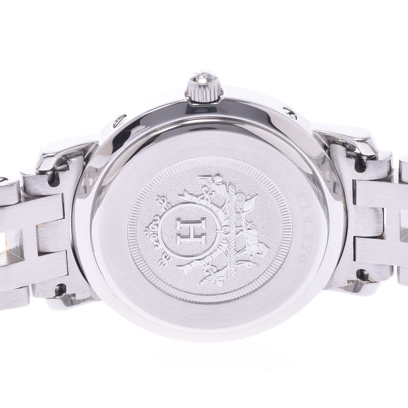 HERMES Hermes Clipper new buckle CL4. 220 ladies ' SS / GP watch Quartz Black Dial A-Rank silver stock