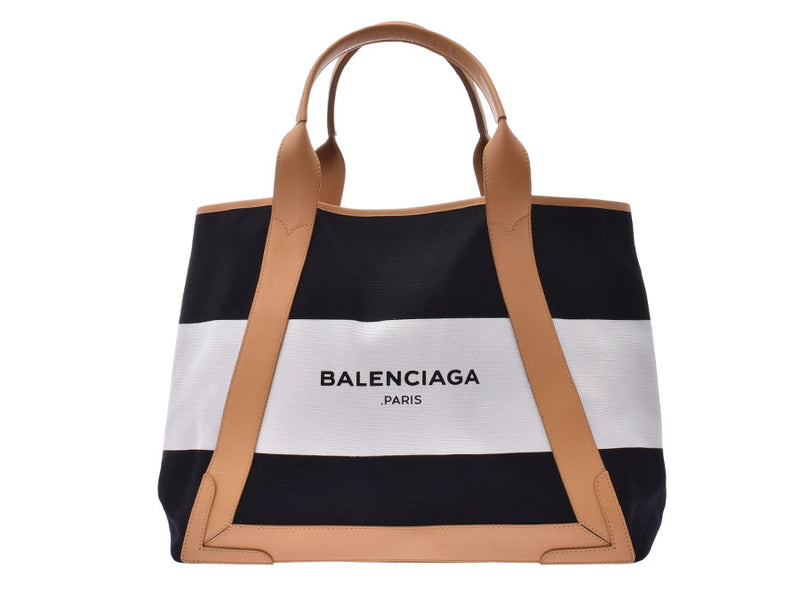 バレンシアガ ネイビーカバスM 白/黒/ベージュ系 レディース メンズ キャンバス/レザー トートバッグ Aランク BALENCIAGA ポ –  銀蔵オンライン