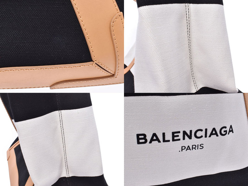 Balenciaga海军蓝Cabass M白色/黑色/米色女士男士帆布/皮革手提袋A级BALENCIAGA附袋二手Ginzo