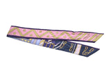 Hermes Twilly Berlinne Carriage Pink/Yellow/Purple Women's Silk 100% AB Rank HERMES Box Used Ginzo