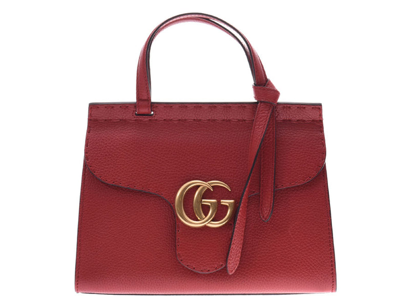 Gucci GG Marmont Red GP GP 442622 Ladies Leather 2WAY Handbag A