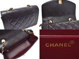 Chanel matelasse chain shoulder bag Diana black G metal fittings Lady's lambskin B rank CHANEL box guarantee used silver storehouse