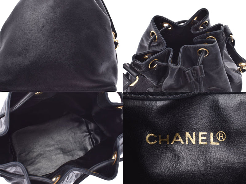 香奈儿（Chanel）Matrasse抽绳链条单肩包黑色G硬件女士小羊皮B Rank CHANEL二手Ginzo