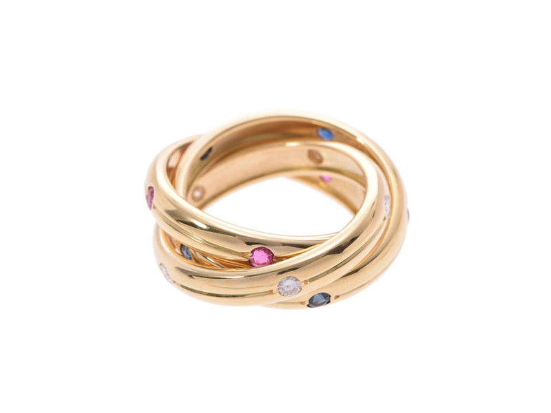 CARTIER Cartier Trinity Ring #51 11 Unissex K18YG/Diamond/Ruby/Sapphire Ring A Rank: Chuko Yin Gingzang