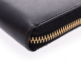 Prada Fassner, long wallet, black Black logo, Men' s Ladies, Safiano AB, AB Ranksn, PRADA Box, used silver.