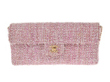 Chanel chain shoulder bag pink / white GP metal fittings Lady's tweed AB rank CHANEL guarantee used silver storehouse
