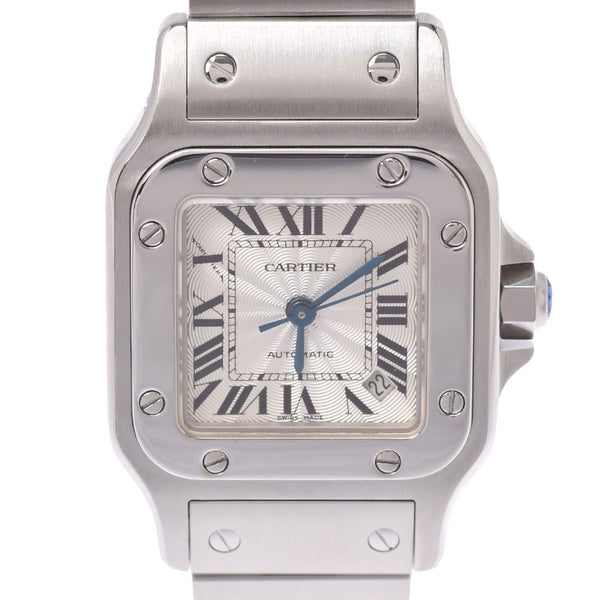 CARTIER Santosgarube SM Ladies SS watch automatic winding silver dial A rank used Ginzo