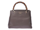 Gucci bamboo shopper gray system 336032 lady's leather 2WAY handbag AB rank GUCCI used silver storehouse