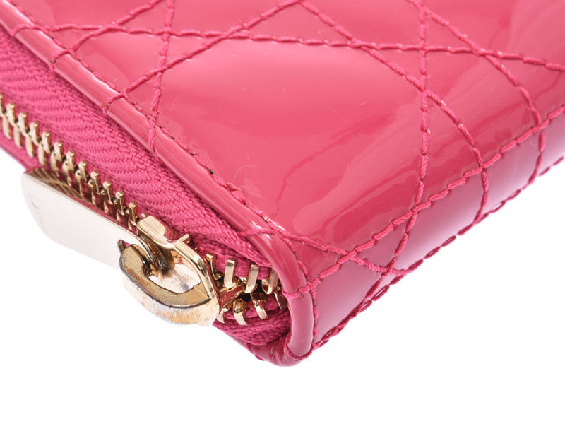 Dior kanaje圆形拉链硬币案例粉红色女士搪瓷硬币钱包AB排名迪奥盒使用银盒