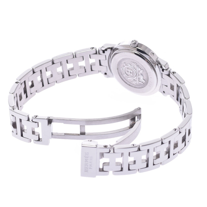 HERMES Hermes clipper 12P bezel diamond CL4.230 Lady's SS watch quartz white shell clockface A rank used silver storehouse