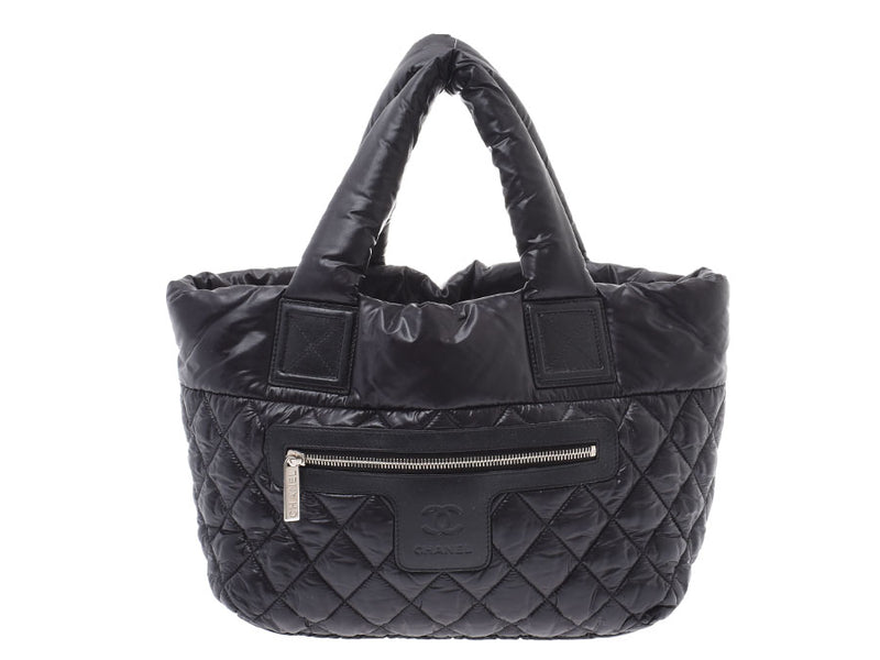 Chanel Coco Cocoon Tote PM Black Ladies Nylon Bag AB Rank CHANEL