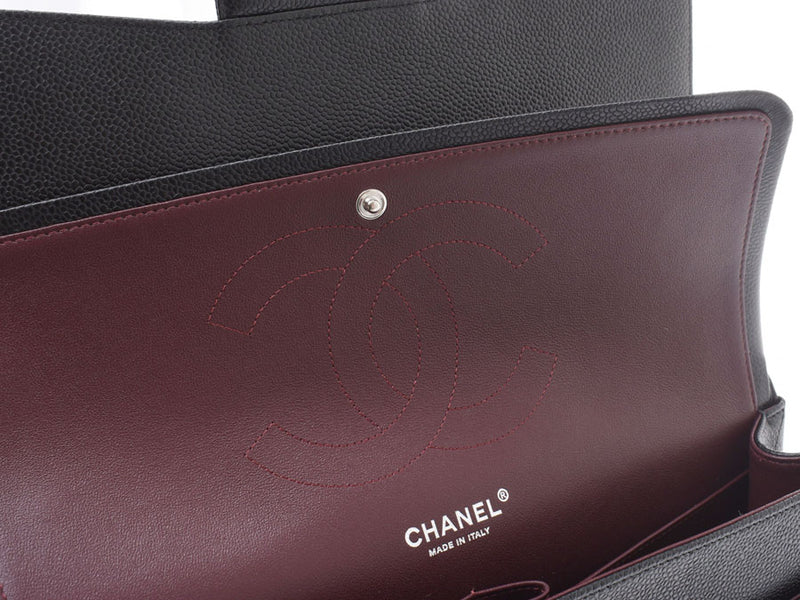 CHANEL MATRSE Chain Shoulder Bag Black SV Metal Fittings Double Lid Women's Caviar Skin Shindo Beautiful Goods CHANEL Gala Used Ginzo
