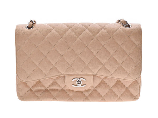 Chanel Matrasse Chain Shoulder Bag Double Lid Beige SV Hardware Ladies Caviar Skin A Rank CHANEL Used Ginzo