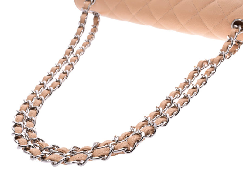 Chanel Matrasse Chain Shoulder Bag Double Lid Beige SV Hardware Ladies Caviar Skin A Rank CHANEL Used Ginzo