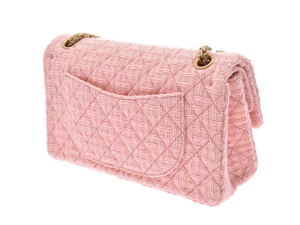 2.55 chains of Chanel shoulder bag pink GP metal fittings Lady's tweed A rank CHANEL used silver storehouse