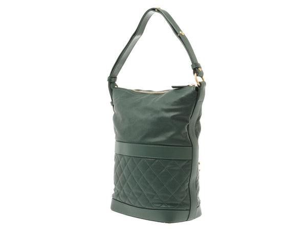 CHANEL Hoboback Green G Metal Fittings Ladies Caviar Skin One Shoulder Bag A Rank Beautiful Goods CHANEL Used Ginzo