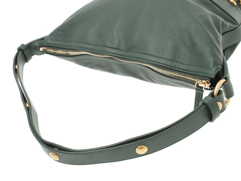 CHANEL Hoboback Green G Metal Fittings Ladies Caviar Skin One Shoulder Bag A Rank Beautiful Goods CHANEL Used Ginzo