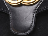 Gucci Alley shoulder bag black G metal fittings 550126 lady's suede / leather AB rank GUCCI used silver storehouse