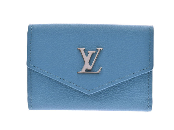 Louis Vuitton Portofeuil Lock Mini Blue Etiquette M67861 Ladies Leather Compact Wallet Shindo Good Condition LOUIS VUITTON Used Ginzo