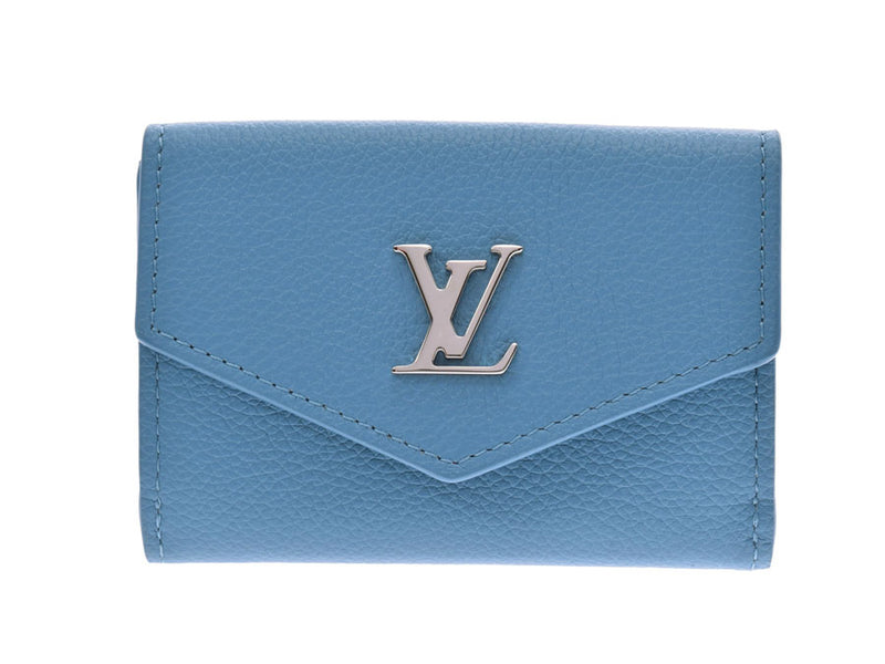 Louis Vuitton Portofeuil Lock Mini Blue Etiquette M67861 Ladies Leather Compact Wallet Shindo Good Condition LOUIS VUITTON Used Ginzo