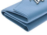 Louis Vuitton Portofeuil Lock Mini Blue Etiquette M67861 Ladies Leather Compact Wallet Shindo Good Condition LOUIS VUITTON Used Ginzo