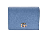 Gucci Petit Marmont Compact Two Fold Wallet Light Blue GP Metal Fitting 456126 Ladies Leather A Rank Good Condition GUCCI Box Used Ginzo