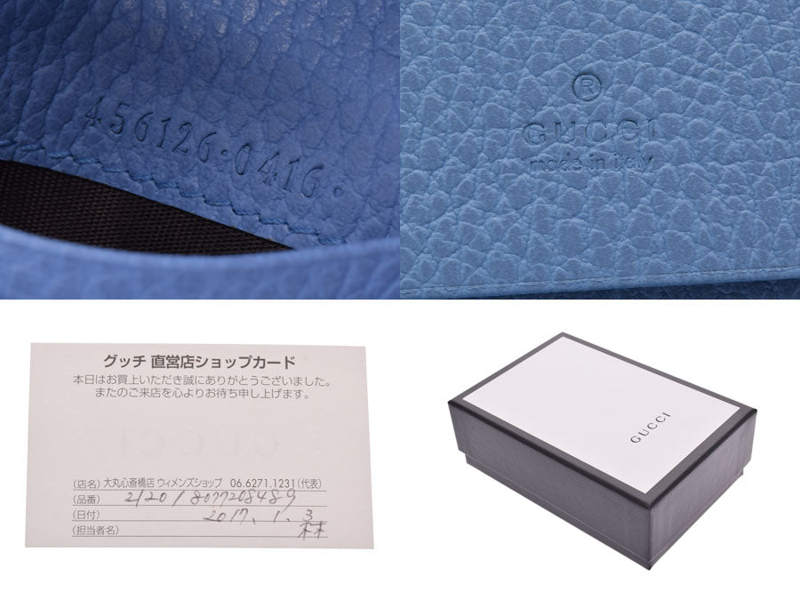 グッチ プチマーモント コンパクト二ツ折財布 水色 GP金具 456126 レディース レザー Aランク 美品 GUCCI 箱 中古 銀蔵 –  銀蔵オンライン