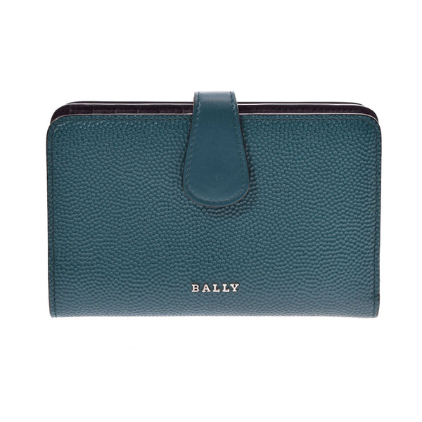 BALLY Ballyco zipper wallet Dark green system/Bordeaux silver metal fittings Men's leather two-fold wallet used