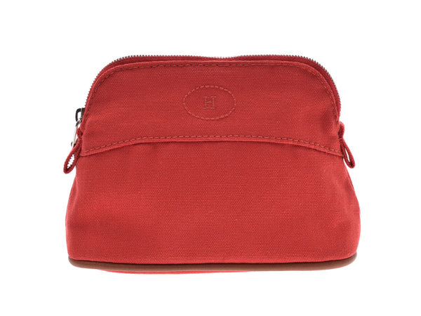 Hermes Bored Pouch 15 Red Women's Canvas AB Rank HERMES Used Ginzo