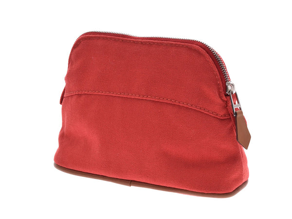 Hermes Bored Pouch 15 Red Women's Canvas AB Rank HERMES Used Ginzo