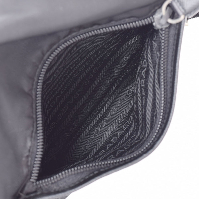 Prada: Black Unissex Nylon (VIAGGIO) Sholderbag V167 PRADA Used