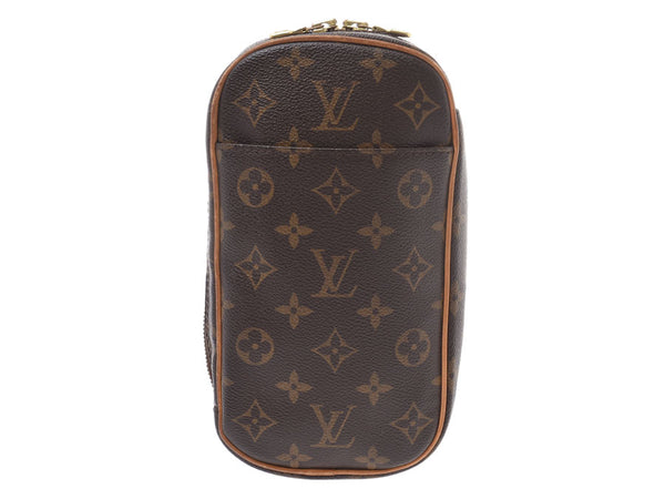 Louis Vuitton Monogram Pochette Ganju Brown M51870 Men Women Ladies Leather Body Bag B Rank LOUIS VUITTON Used Ginzo