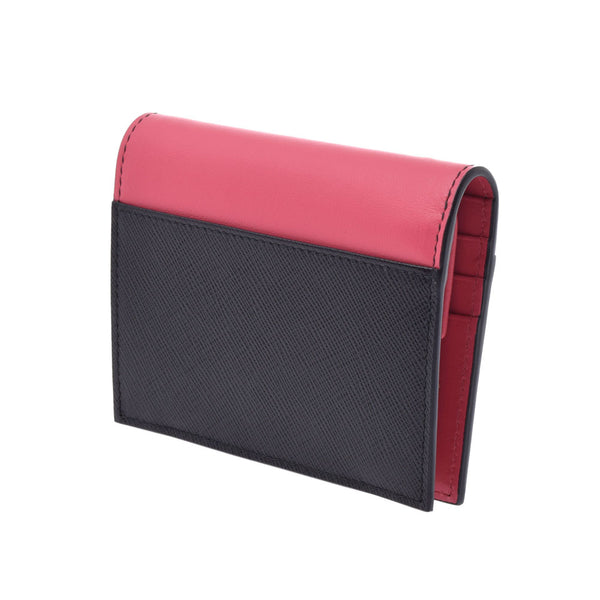 Prada Prada compact wallet bicolor Black / Pink Womens sophiano / calf Fold Wallet 1m204/pre owned