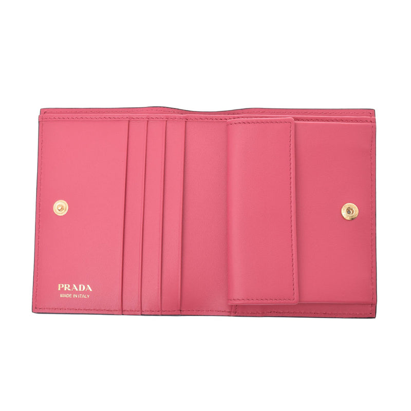 NEROIBISCOサイズ美品プラダ　サフィアーノ　ブラック&ピンク　バイカラー財布