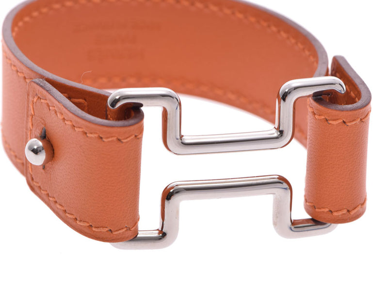Hermes H motif bracelet Potiron SV metal fittings □K engraved Ladies SV calf AB rank HERMES used Ginzo