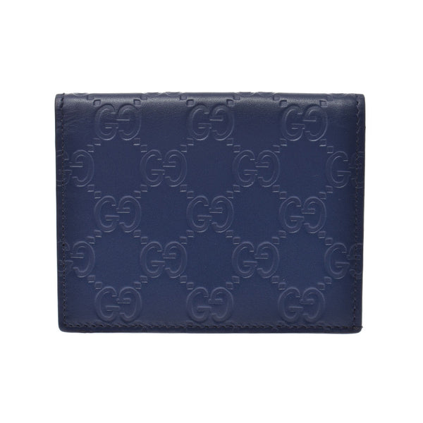 GUCCI Gootchsima Navy Men' s Men' s Leather Card Case 410120 Used