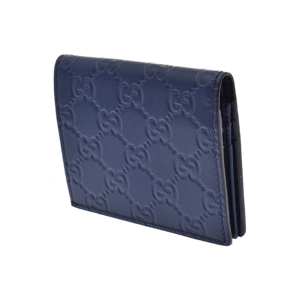 GUCCI Gootchsima Navy Men' s Men' s Leather Card Case 410120 Used