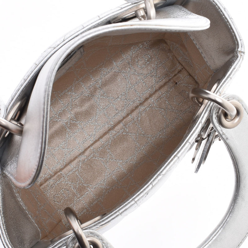 Christian Dior Christian Dior Canage Silver Matte Silver Hardware Ladies Calf 2WAY Bag Used