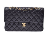 Chanel Matrasse Chain Shoulder Bag Double Lid Black GP Hardware Ladies Lambskin AB Rank CHANEL Box Gala Used Ginzo