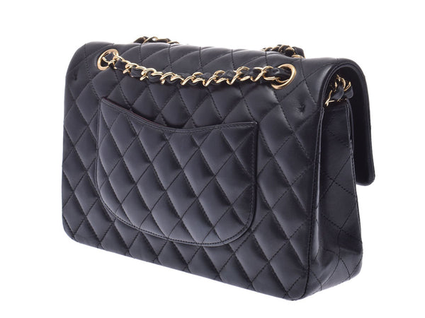Chanel Matrasse Chain Shoulder Bag Double Lid Black GP Hardware Ladies Lambskin AB Rank CHANEL Box Gala Used Ginzo