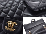 Chanel Matrasse Chain Shoulder Bag Double Lid Black GP Hardware Ladies Lambskin AB Rank CHANEL Box Gala Used Ginzo