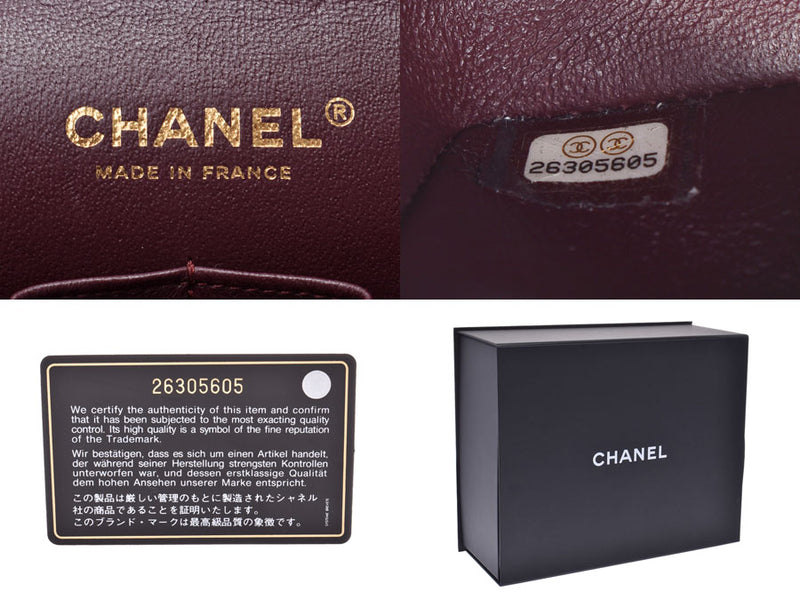 シャネル マトラッセ チェーンショルダーバッグ 二重蓋 黒 GP金具 レディース ラムスキン ABランク CHANEL 箱 ギャラ 中古 銀蔵